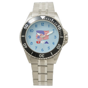 United States Flag USA Soccer Ball Blue Background Watch