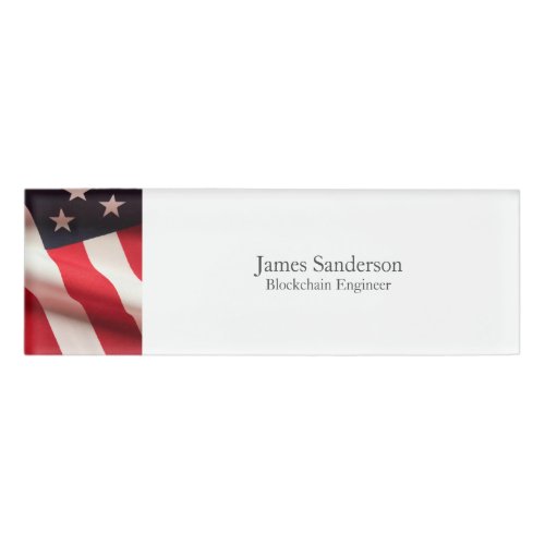 United States flag vertical Name Tag