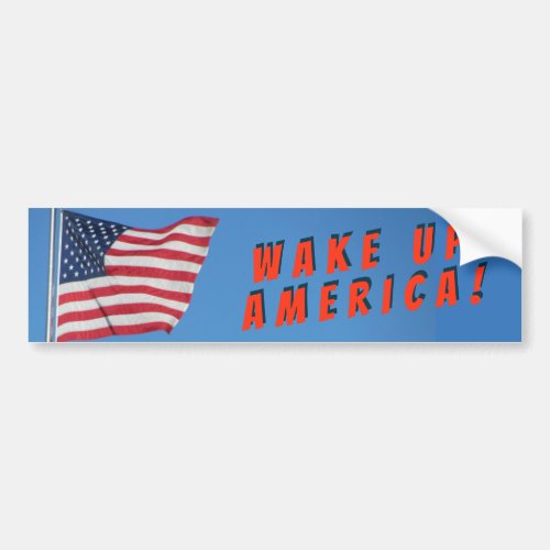 United States Flag Wake Up America Bumper Sticker