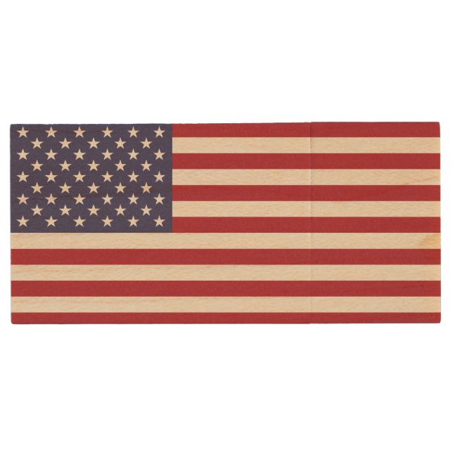 United States Flag Wood Flash Drive (Front)