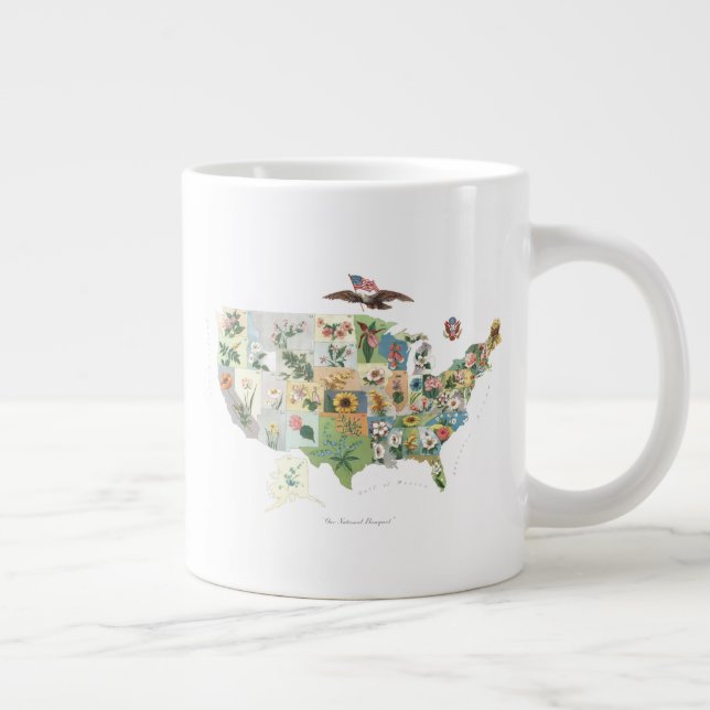 United States Flower Map - Our National Bouquet Giant Coffee Mug (Right)