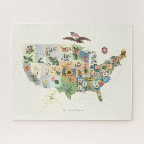 United States Flower Map _ Our National Bouquet Jigsaw Puzzle