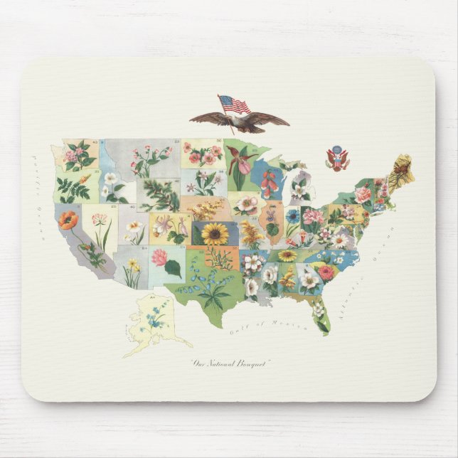 United States Flower Map - Our National Bouquet Mouse Pad (Front)