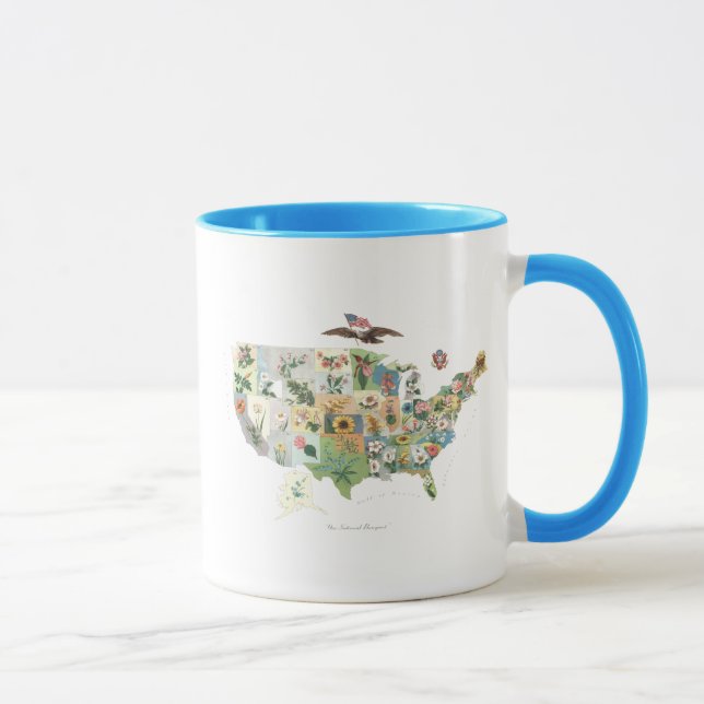 United States Flower Map - Our National Bouquet Mug (Right)