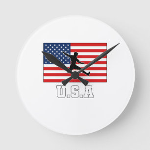 United States Football Soccer Team USMNT Round Clock