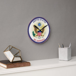 United States Great Seal Circle Shape Round Clock