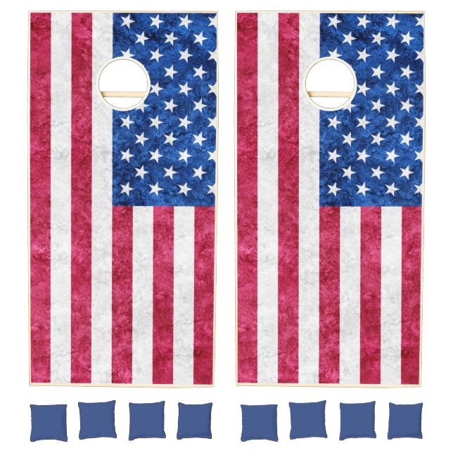 United states grunge flag Patriotic Cornhole Set (Set)