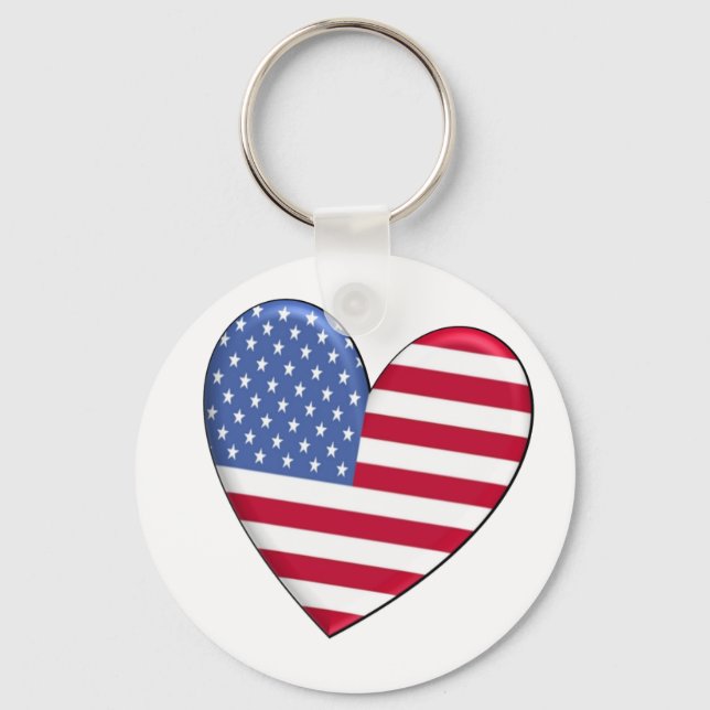 United States Heart Flag Keychain (Front)