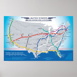 United States High Speed Rail System Map v1.01 Poster
