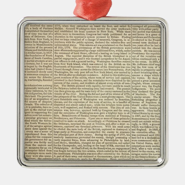 United States History Map 2 Metal Ornament (Front)