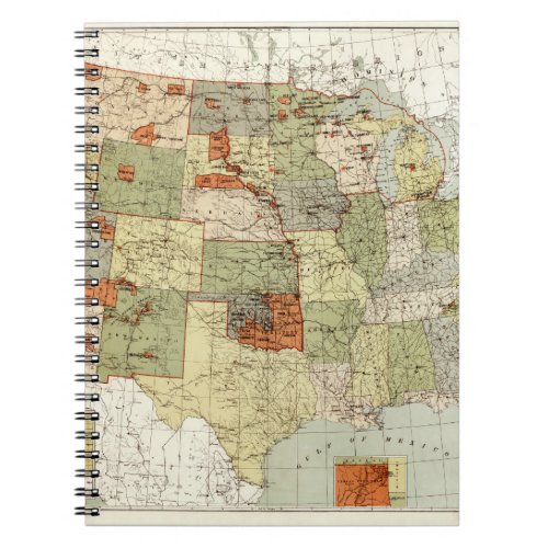 United States_Indian reservations  map 1892 Notebook