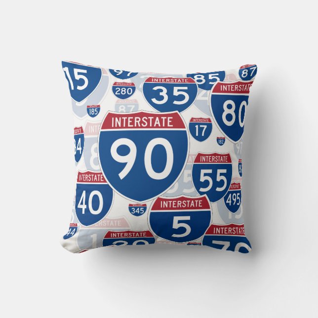 United States Interstate Highway Signs Throw Pillow (Front)