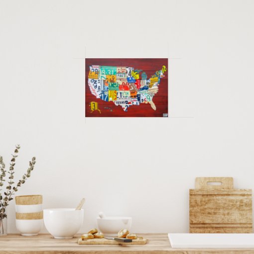 United States License Plate Map 2011 Red Version Poster | Zazzle