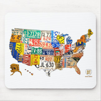 United States License Plate Map Mouse Pad