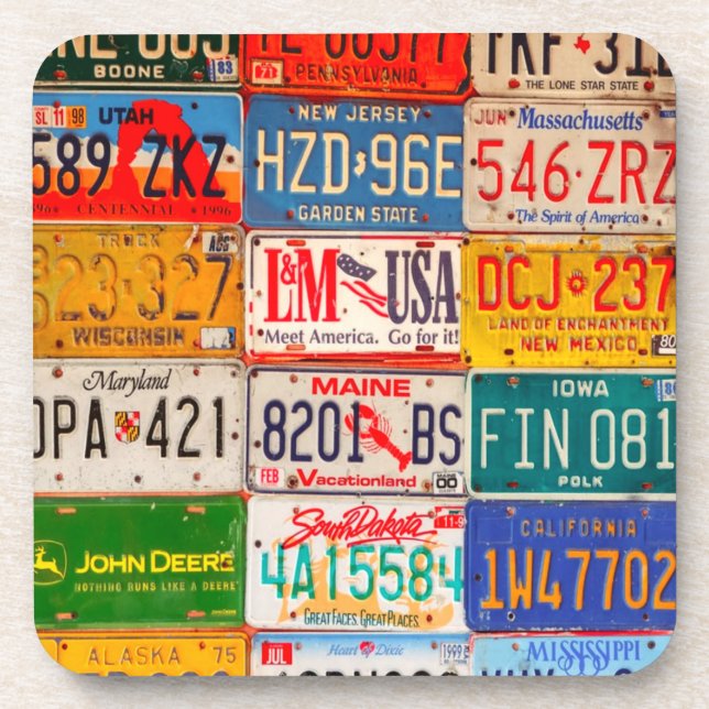 United States License Plates Art America Beverage Coaster (Front)
