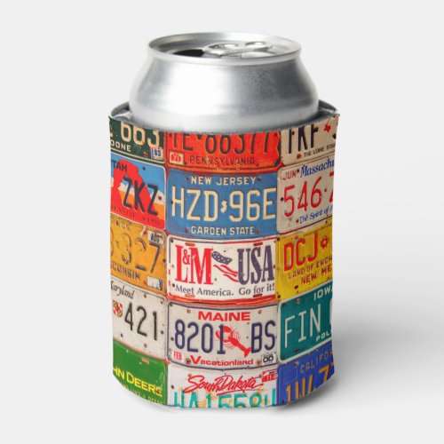 United States License Plates Art America Can Cooler
