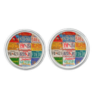 United States License Plates Art America Cufflinks
