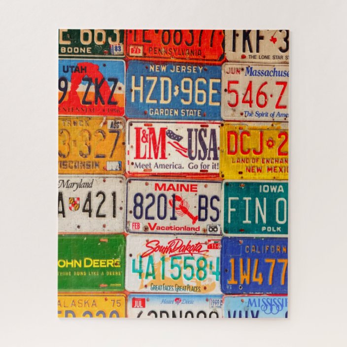 United States License Plates Art America Jigsaw Puzzle Zazzle Com