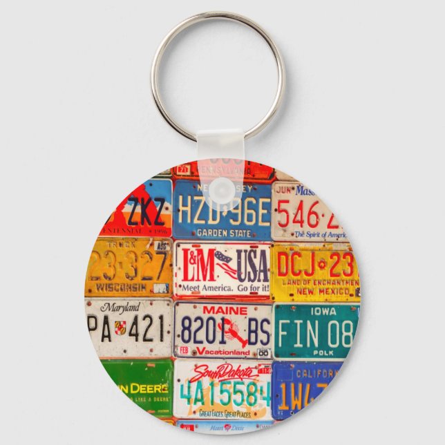 United States License Plates Art America Keychain (Front)