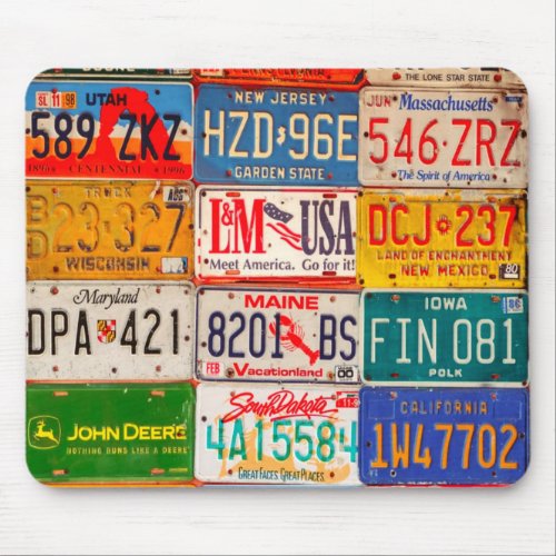 United States License Plates Art America Mouse Pad