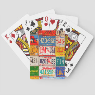 United States License Plates Art America Poker Cards