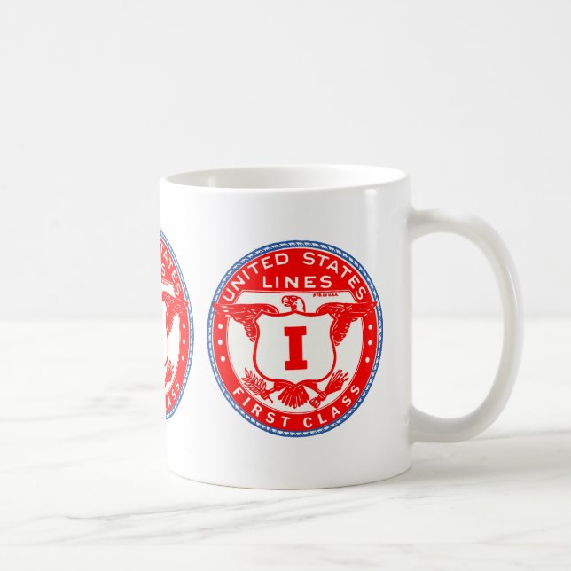 United States Lines First Class Label Coffee Mug (Right)