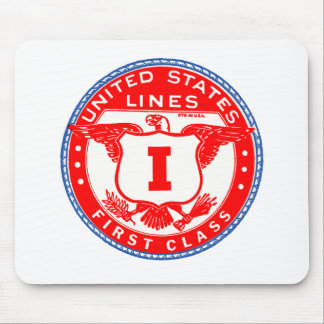 United States Lines First Class Label Mouse Pad