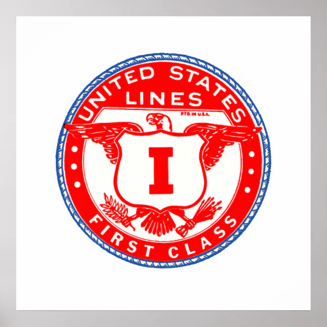 United States Lines First Class Label Poster | Zazzle