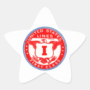 United States Lines First Class Star Sticker