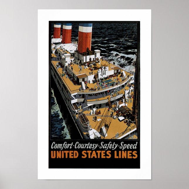 United States Line's Leviathan Aft View Poster (Front)