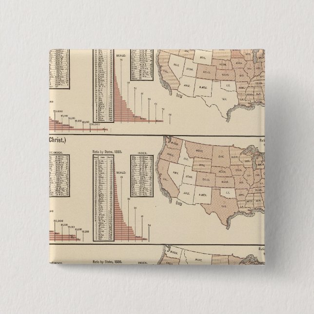 United States lithographed maps Pinback Button (Front)