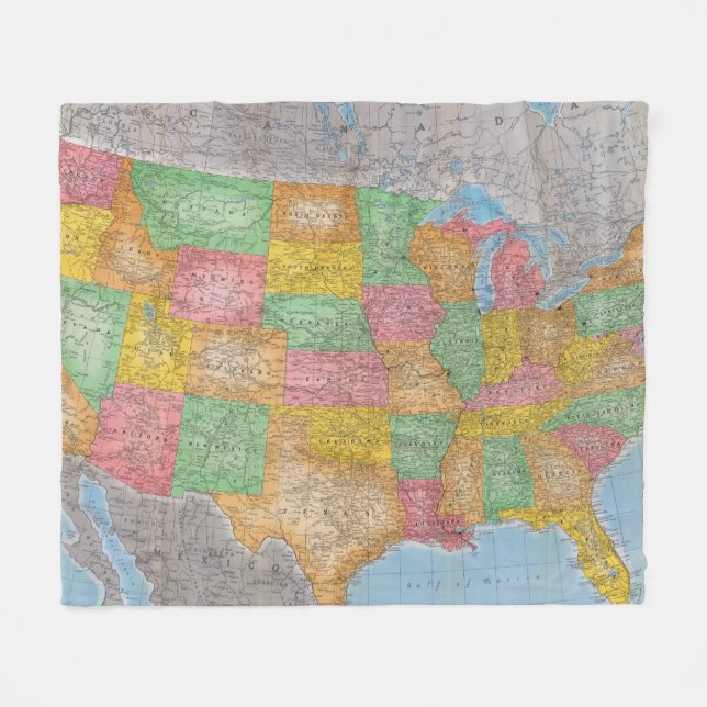 United States Map 3 Fleece Blanket (Front (Horizontal))
