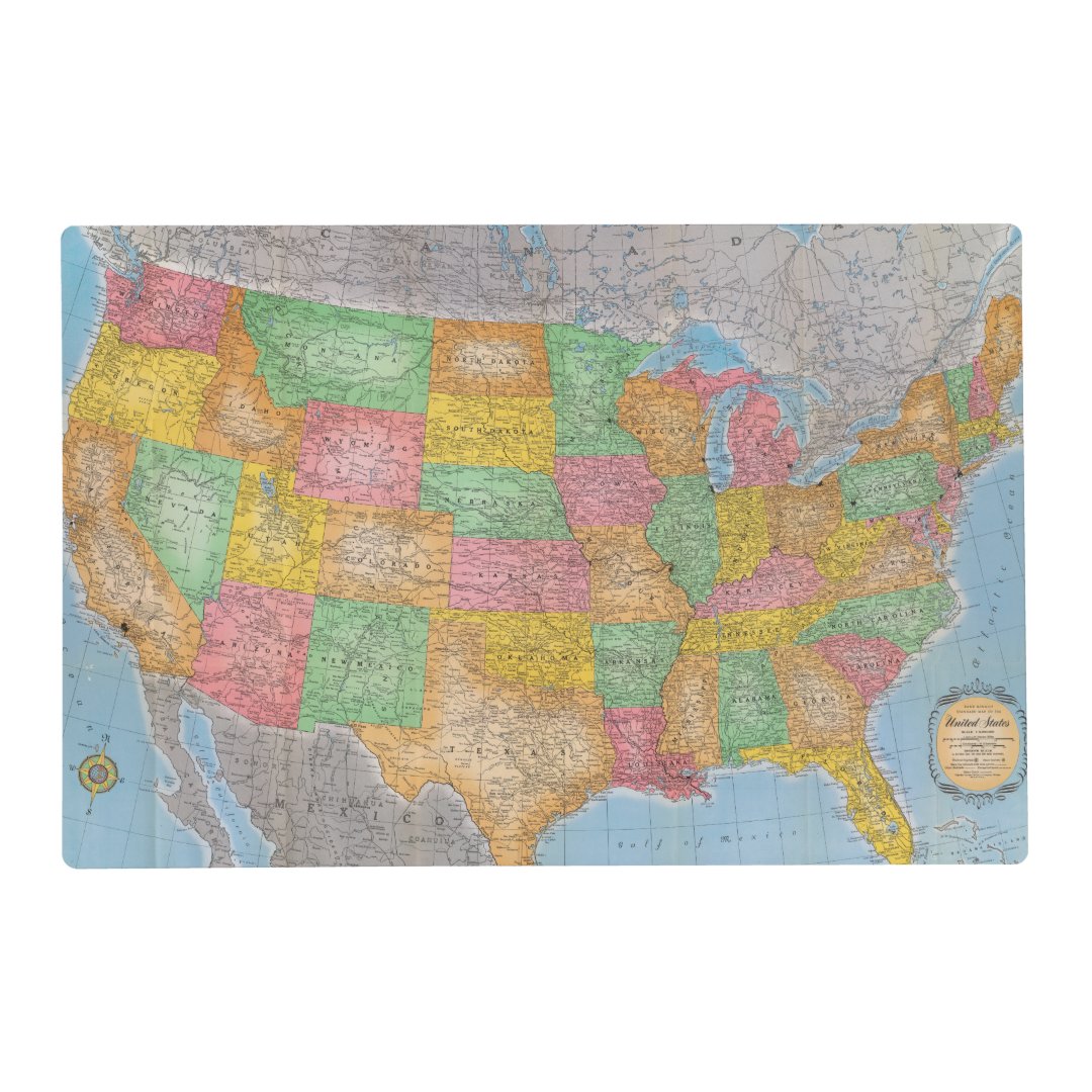 United States Map 3 Placemat | Zazzle