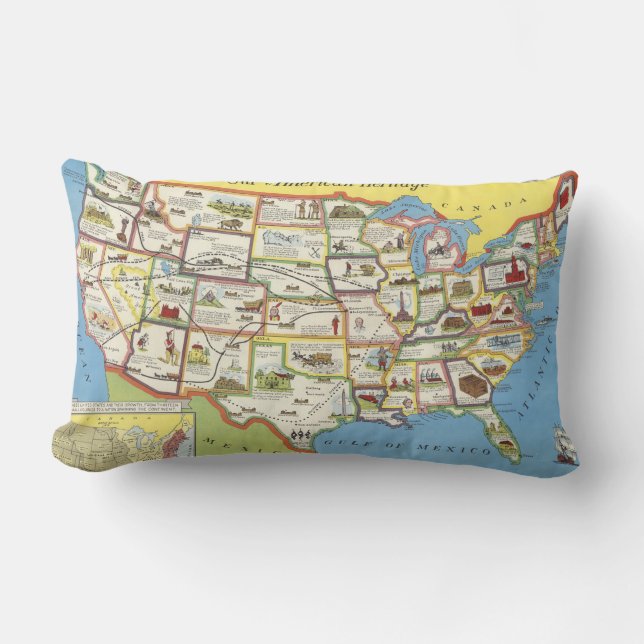 United States Map - American Heritage Lumbar Pillow (Front)