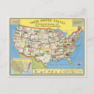 United States Map - American Heritage Postcard