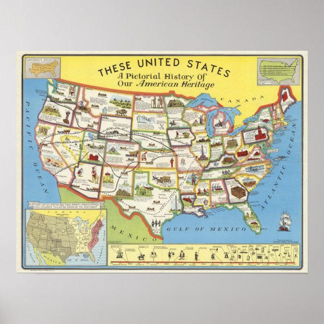 United States Map - American Heritage Poster (Front)