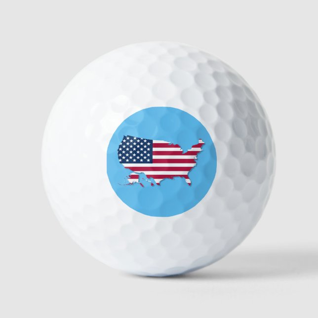 United States Map and Flag on Blue Golf Balls (Front)