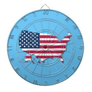 United States Map and Flag Red White and Blue Dart Board