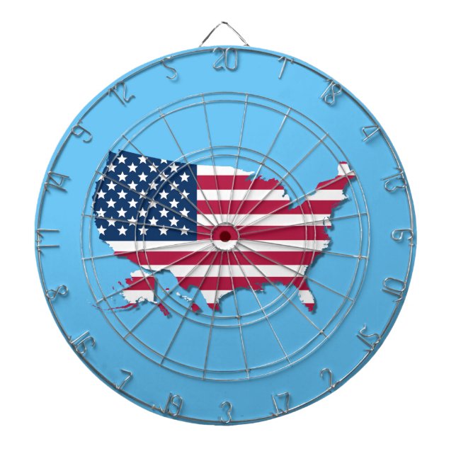 United States Map and Flag Red White and Blue Dart Board (Front)