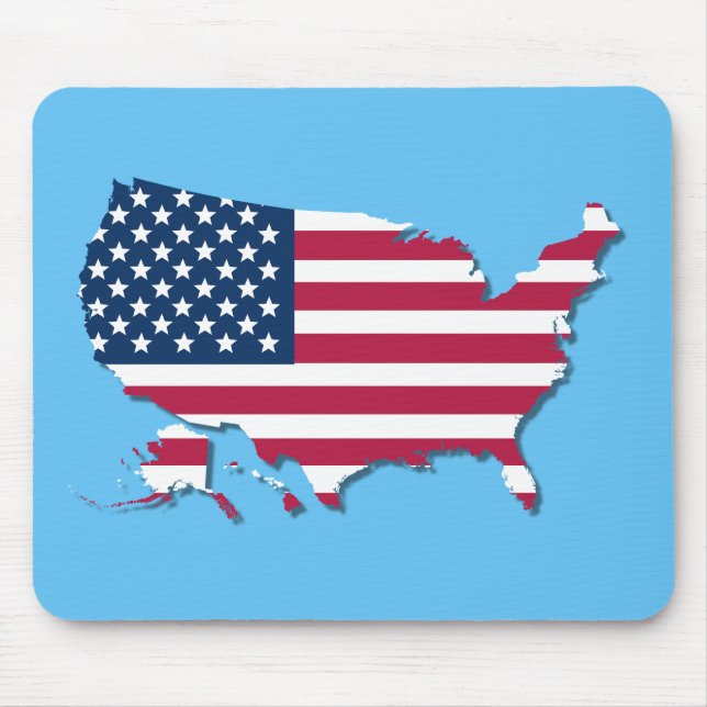 United States Map and Flag Red White and Blue Mouse Pad (Front)