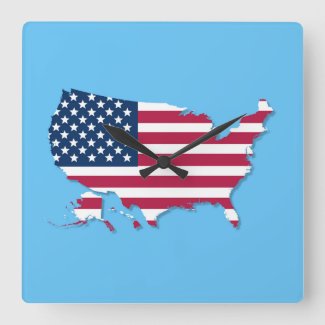 United States Map and Flag Red White and Blue