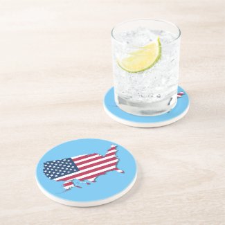 United States Map and Flag White Red Blue