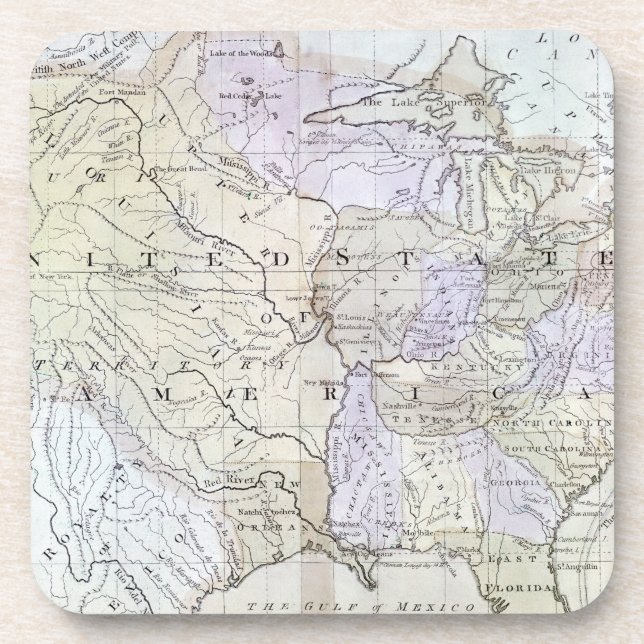 UNITED STATES MAP, c1812 Beverage Coaster (Front)