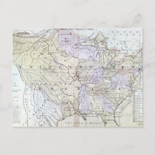 UNITED STATES MAP c1812 Postcard