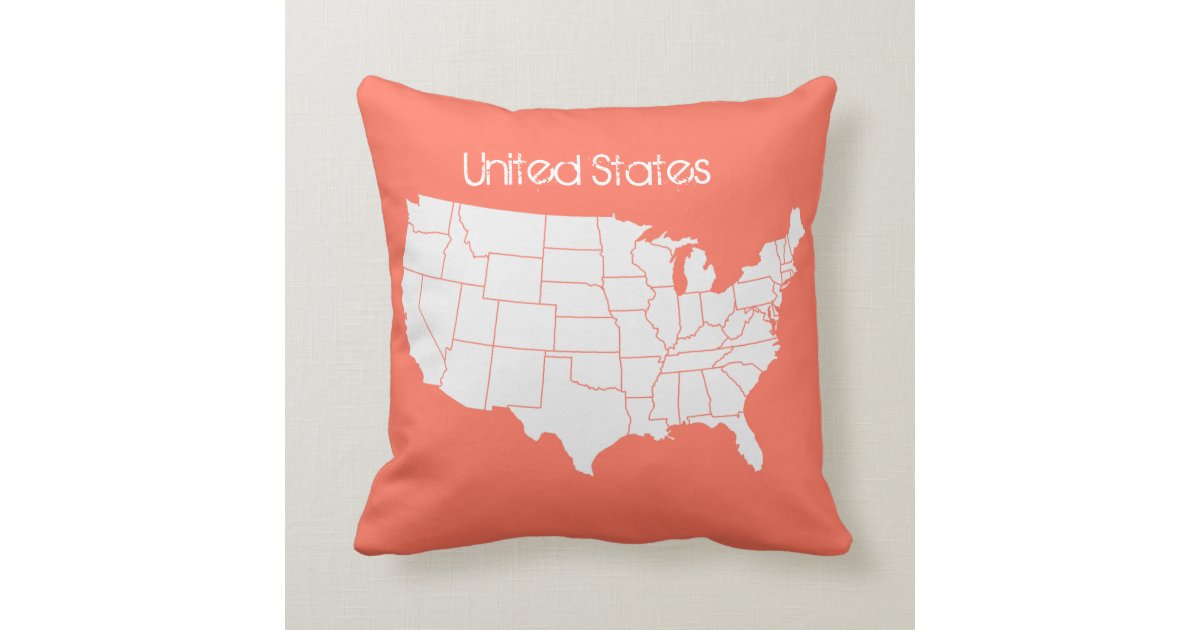 United States Map Colorful Throw Pillow