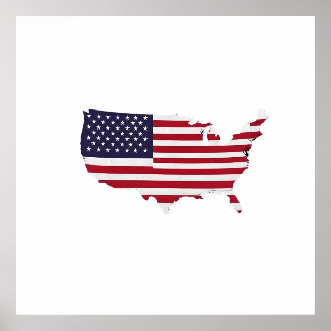 United States Map Filled with American Flag Poster (Front)