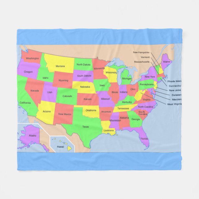 United States Map Fleece Blanket (Front (Horizontal))