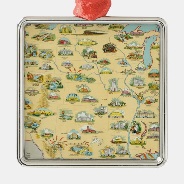 United States Map Metal Ornament (Front)
