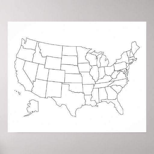 United States map outline poster | Zazzle