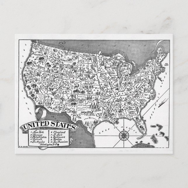 United States Map Postcard (Front)